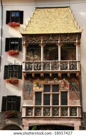 Famous landmark in Innsbruck, Tirol, Austria - Golden Roof (Goldenes Dachl)