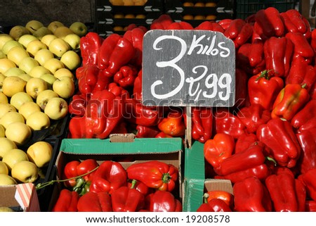 Colorful groceries marketplace in Avila, Castilia, Spain