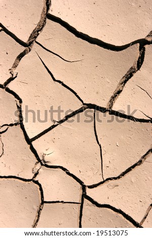 Close-up of dry soil in arid climate. Cracked ground in a desert. Greenhouse gases effect on environment.