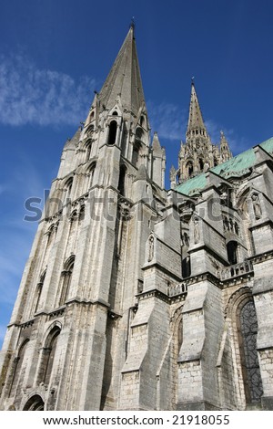 Cathedral of Our Lady of Chartres. Old Catholic landmark listed on UNESCO World Heritage List.