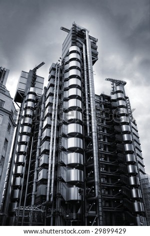 Skyscraper in London - ultramodern tower called Lloyd\'s Building.
