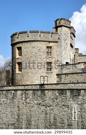 Tower of London (officially: Her Majesty\'s Royal Palace and Fortress) - famous medieval landmark in English capital city