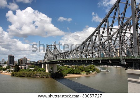 Cantilever bridge - Story Bridge in Brisbane, Queensland, Australia. Steel truss design.