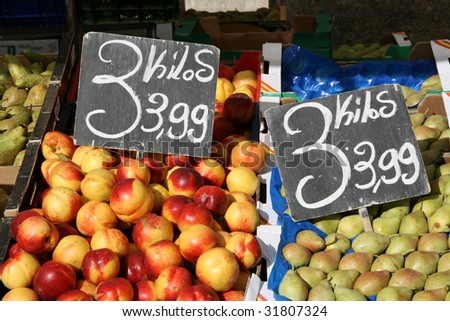 Colorful fruit at grocery marketplace in Avila, Castilia, Spain