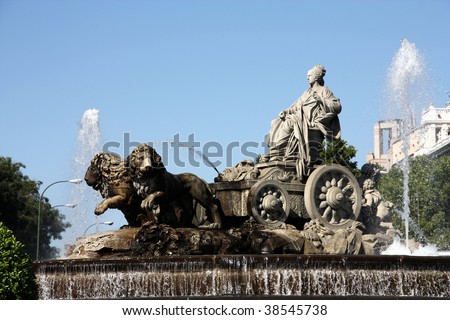 Fountain at Plaza De Cibeles - probably the most famous landmark of Madrid, Spain