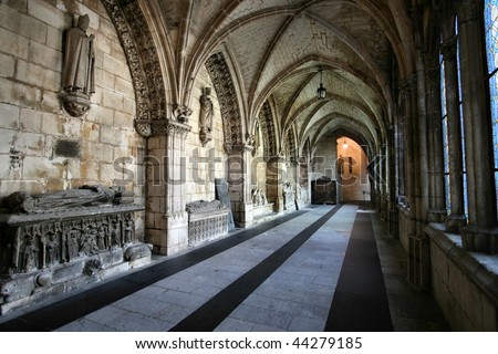 Tombs in cathedral church of Burgos, Castile, Spain. Old Catholic landmark listed on UNESCO World Heritage List.