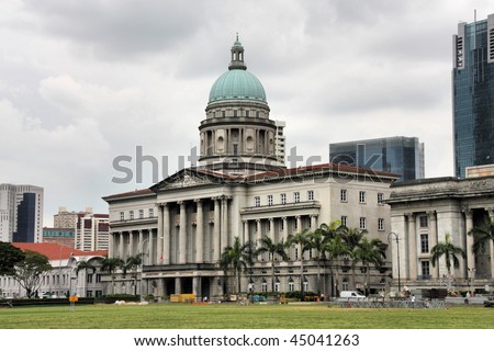 Old supreme court building in Singapore. Classical architecture in colonial style.