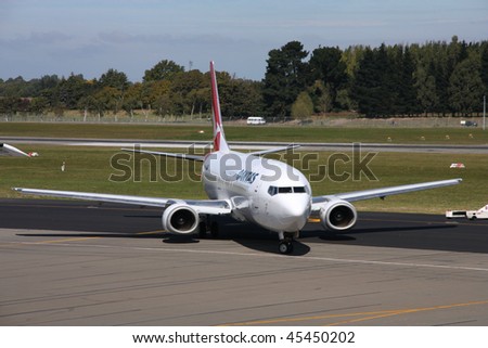 CHRISTCHURCH, NZ - MARCH 18: Qantas Jetconnect B737 aircraft on March 18, 2009 in Christchurch. In 2009, Qantas was voted the 6th best airline in the world by research consultancy firm Skytrax