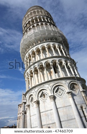 Leaning Tower of Pisa, Italy. Famous landmark, inscribed on UNESCO World Heritage List.