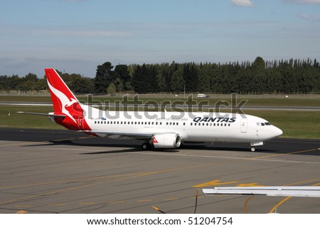 CHRISTCHURCH, NZ - MARCH 18: Qantas Jetconnect B737 aircraft on March 18, 2009 at Christchurch Airport. In 2009, Qantas was voted the 6th best airline in the world by research consultancy firm Skytrax