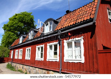 Stockholm, Sweden. Old, typical Scandinavian house at Sodermalm island.