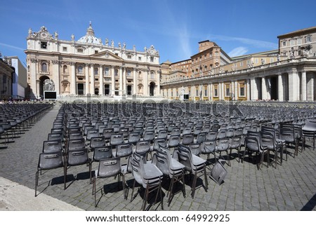 Vatican - Holy See in Rome, Italy. Saint Peter\'s Square featuring famous St. Peter\'s Basilica.