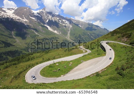 Mountains in Austria. Hohe Tauern National Park, Glocknergruppe range of mountains. Hochalpenstrasse - famous mountain road.