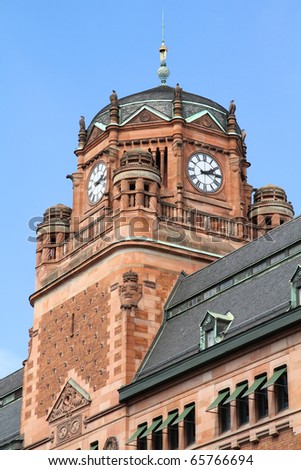Stockholm, Sweden - central post office building. Old landmark, art nouveau.