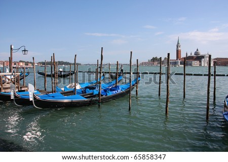 Gondola - passenger transportation boats typical for Venice, Italy