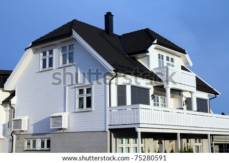 Suburban home - generic white wooden villa in Kristiansand, Norway