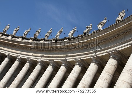 Vatican - Saint statues in the colonnade of famous Saint Peter\'s Square