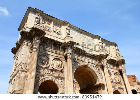 Rome, Italy. Famous triumphal arch - Arch of Constantine.