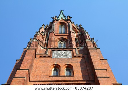 Bytom, Silesia region in Poland. Old beautiful architecture - Holy Trinity church, Neo-Gothic style.