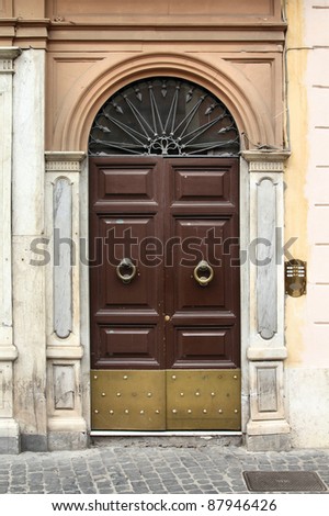 Rome, Italy. Old door, Italian architecture detail.