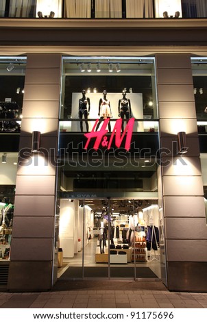 VIENNA - SEPTEMBER 6: H&M store on September 6, 2011 in Vienna. H&M is an international fashion retail corporation known for its fast fashion approach. Founded in 1947, it employs 87,000 people (2011)
