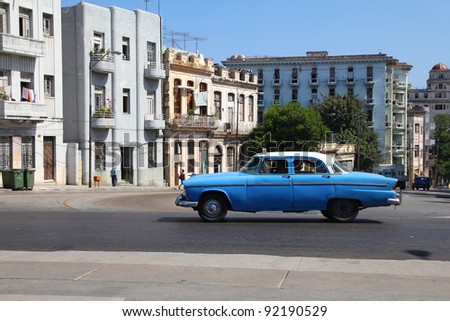 HAVANA - FEBRUARY 26: Classic American car on February 26, 2011 in Havana. Recent change in law allows the Cubans to trade cars again. Old law resulted in very old fleet of private owned cars in Cuba.