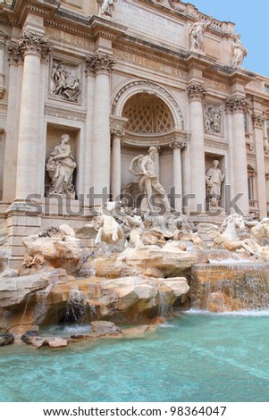 Rome, Italy. One of the most famous landmarks - Trevi Fountain (Fontana di Trevi).