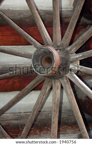 An old west style wagon wheel