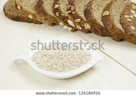 Rye bread and oat bran, detail and grain bread, healthy food