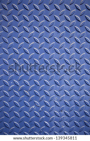 Blue Metal decorated, detail of a blue wall metal, steel, metal alloy, decoration