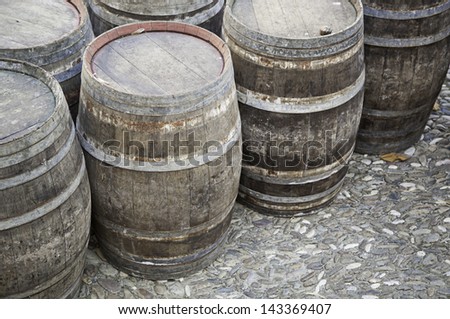 Wine barrels, detail some barrels in a winery in the city  liquid, fermentation