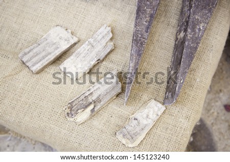 Old metal chisels, a detail of old tools, manual labor