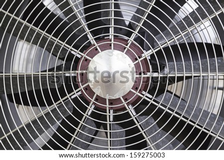 Metal fan, detail of some blades of a fan to provide air refrijeration