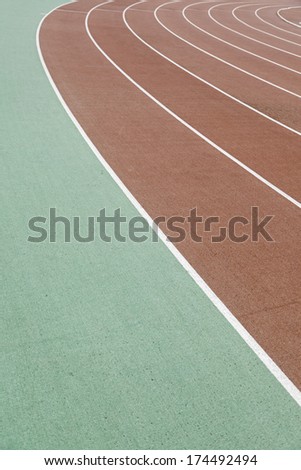 Curve track, detail of outdoor athletics, individual sport, aerobic exercise