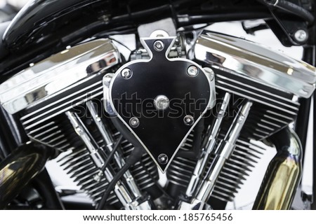 Motorcycle engine, detail of an engine in a high-powered motorcycle, vehicle transport