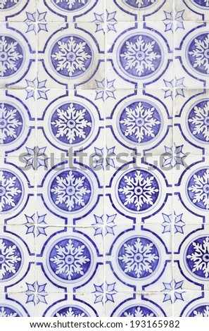 Typical old Lisbon tiles, detail of a classic ceramic tiles, art of Portugal