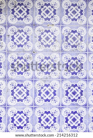 Wall tiles with typical old Lisbon, detail of traditional decoration of Portugal, ceramic art