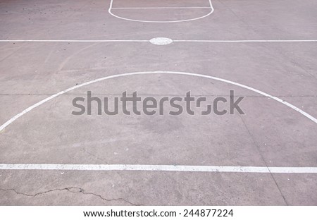 Floor basketball court, detail concrete floor, outdoor play, sport