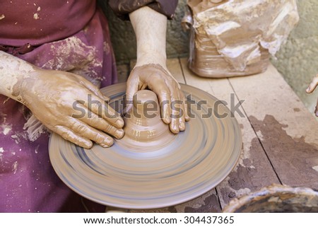 Traditional Potter, detail of manual work, arts and crafts