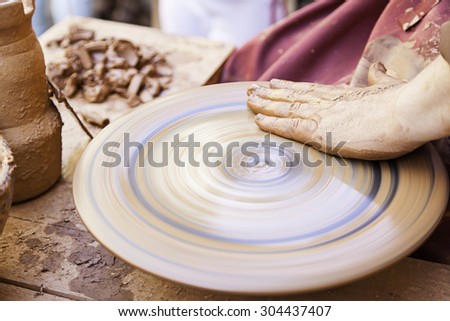 Traditional Potter, detail of manual work, arts and crafts