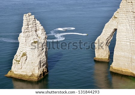 Famous cliffs with the pointed Needle and the natural arche the \