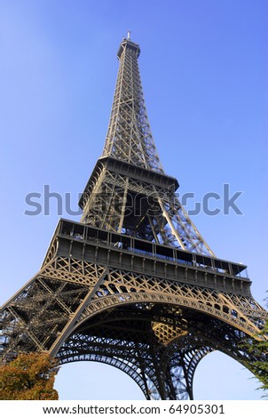 Findpicture Eiffel Tower on Closeup Of The Eiffel Tower Of Paris On The Blue Sky Background Stock