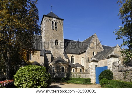 Famous abbey Saint Peter (Saint Pierre) at Solesmes in the Sarthe department in the region of Pays-de-la-Loire in north-western France