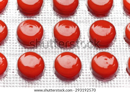 Medicine concepts. Macro picture of capsule pills in the plate