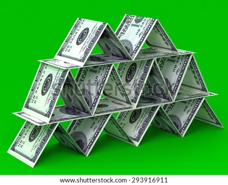 Big money stack from dollars usa. Finance pyramid