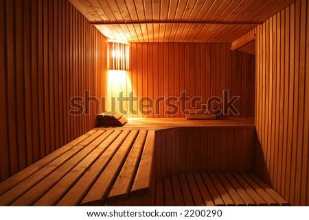 wooden steam room in sauna
