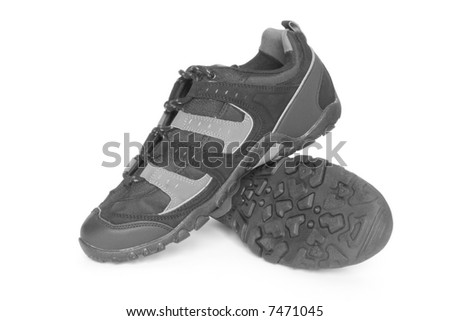 Black sport shoes isolated on white background