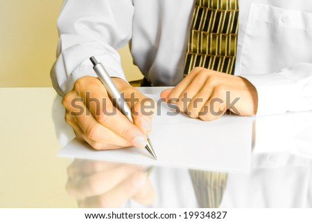 business man. hands with pen