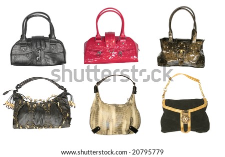 woman accessories. collection of handbags