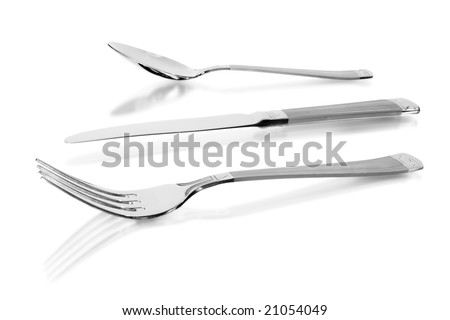 kitchen knife and fork. stock photo : kitchen utensil. fork, spoon, knife isolated on white